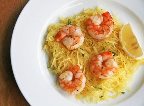 Seafood: Roasted Shrimp Over Spaghetti Squash