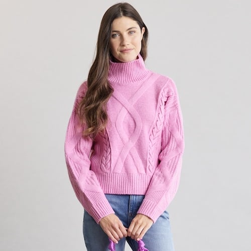 Elizabeth and James Cable-Knit Turtleneck Sweater