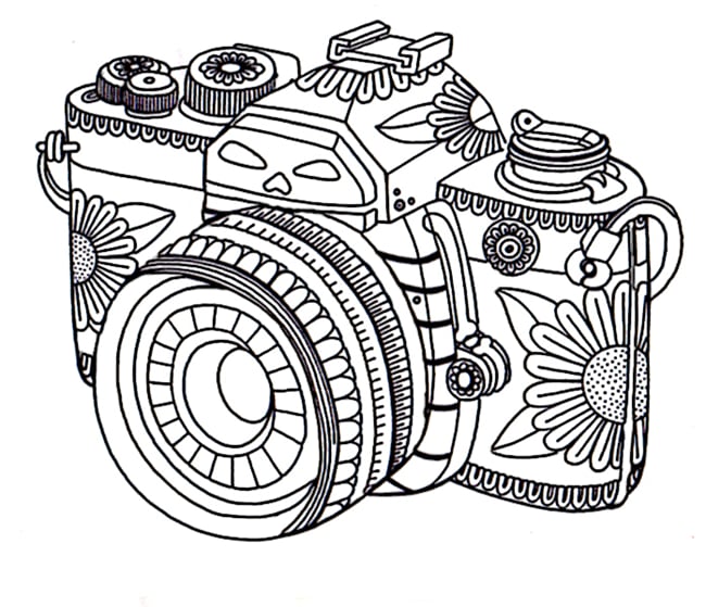 Adult Coloring Page: Camera