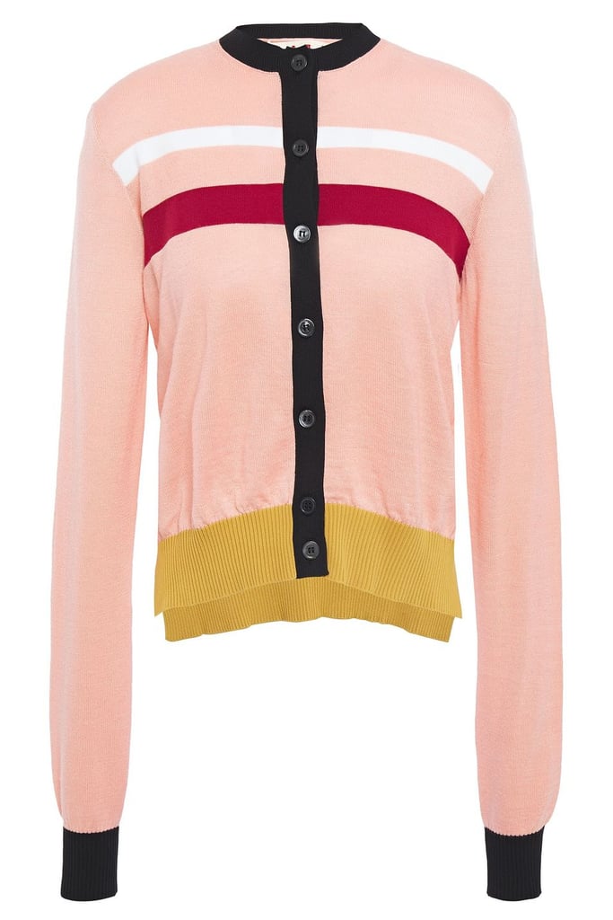 Marni Blush Azaela Colour-Block Intarsia-Knit Cardigan