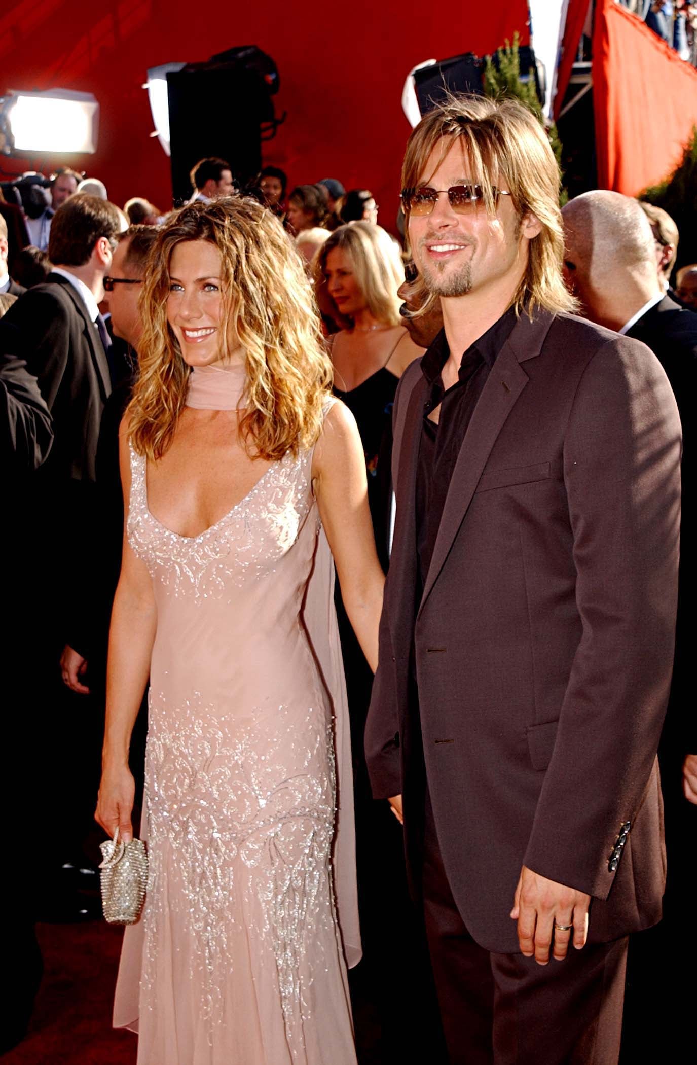 Jennifer Aniston and Brad Pitt at the 2002 Emmy Awards