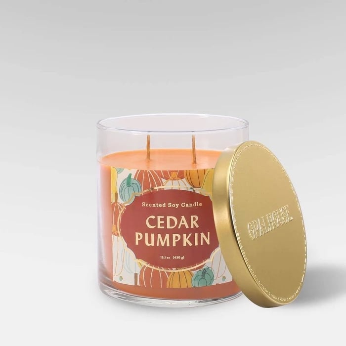 Cedar Pumpkin Lidded Glass Jar 2-Wick Candle