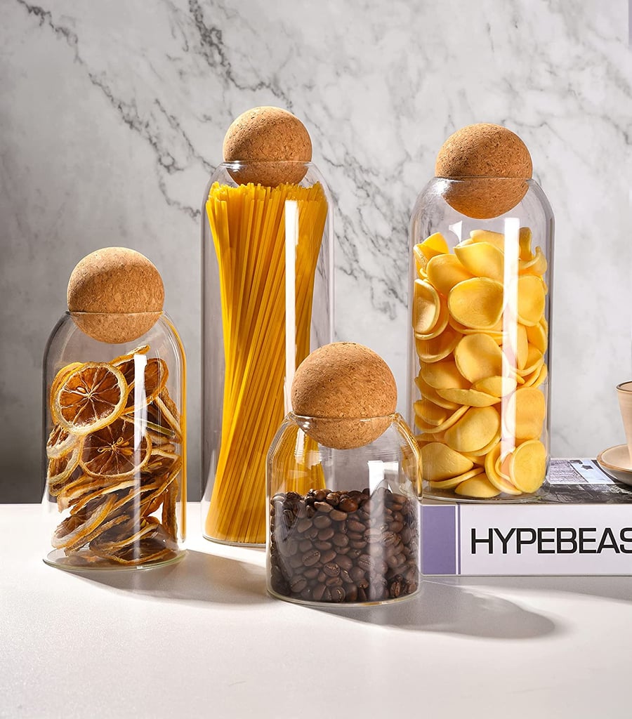 For the Pantry: 4 Pack Food Storage Canister With Spherical Cork