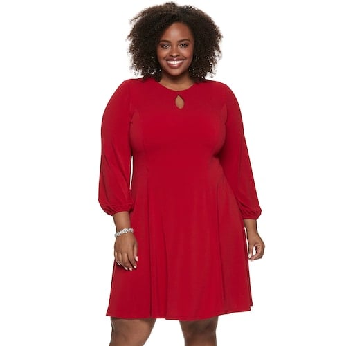 Suite 7 Plus Size Bishop Sleeve Fit & Flare Dress