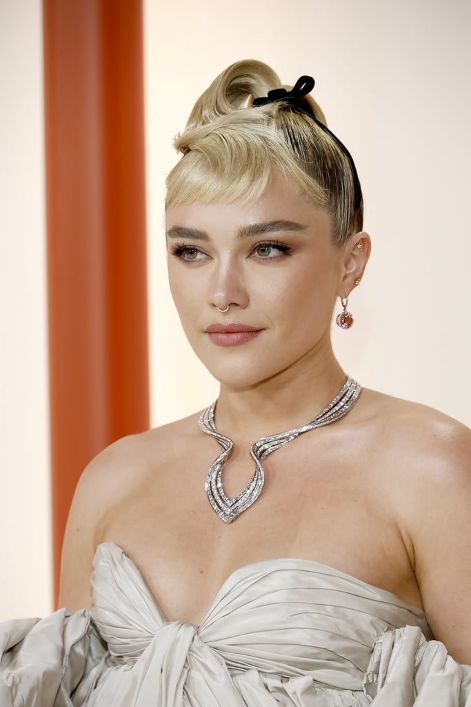 Florence Pugh's Updo-Meets-Bangs at the Oscars 2023