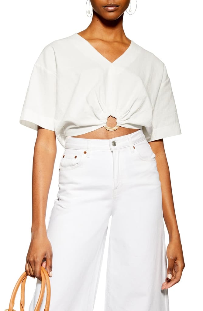 Topshop Laundered Buckle Detail Crop Blouse