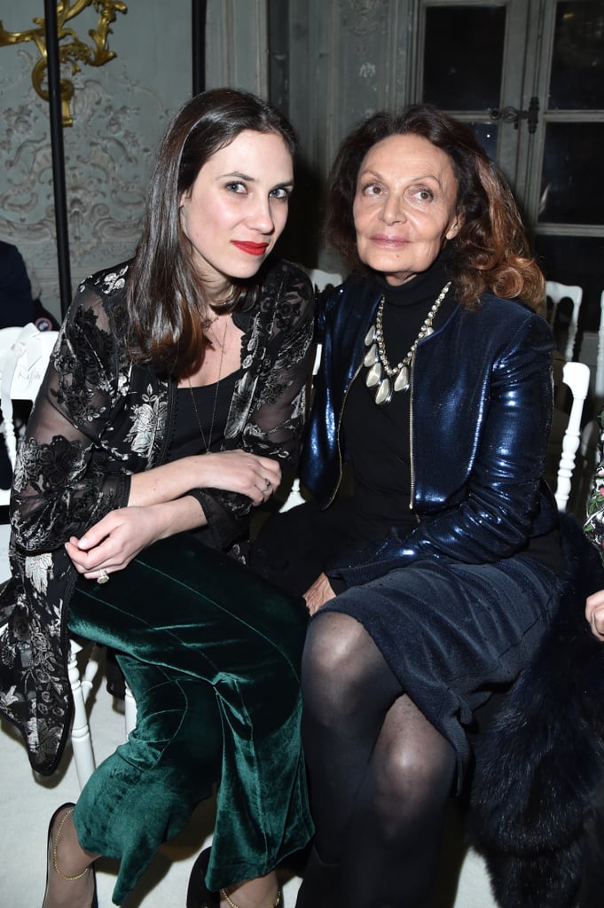 With Diane Von Furstenberg at the Giambattista Valli show during Paris Fashion Week in January of 2017.