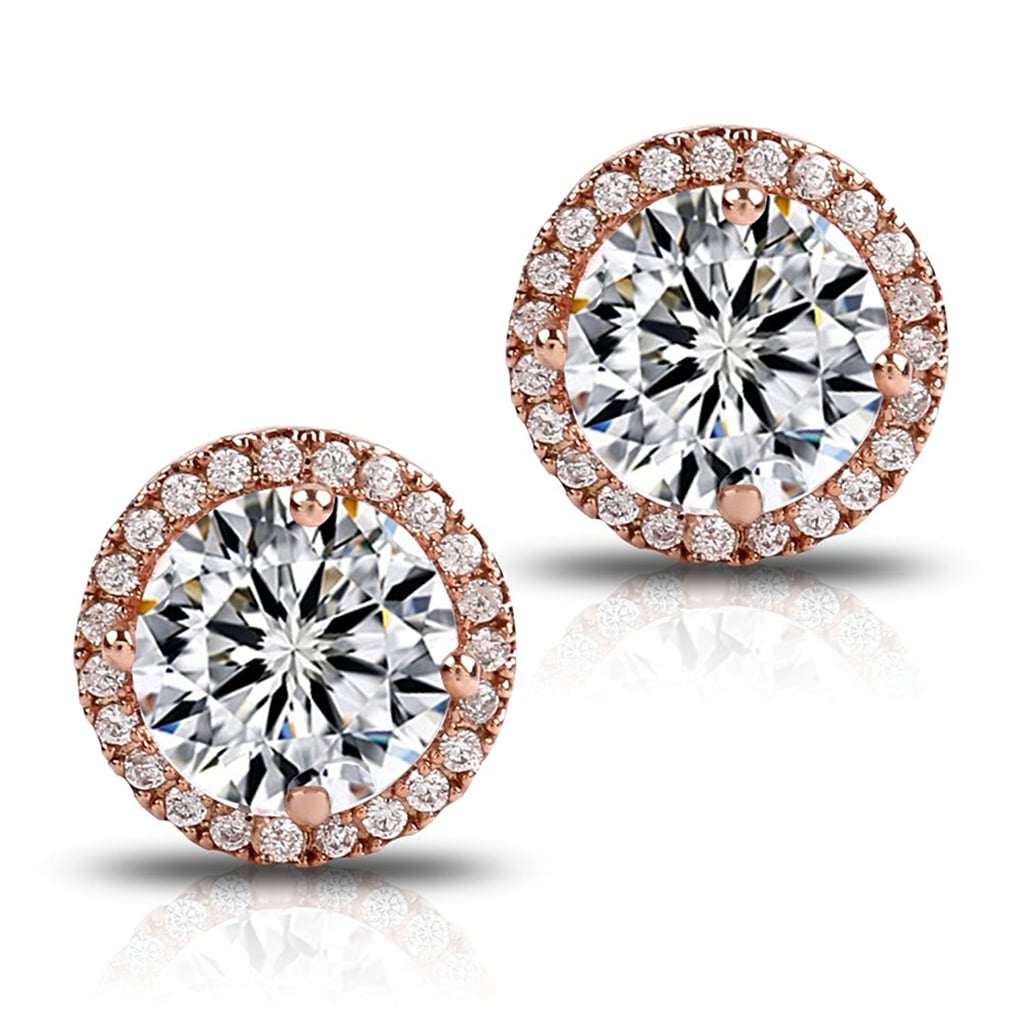 Fleur Rouge 18K Rose Gold-Plated Cluster Round-Cut Stud Earrings