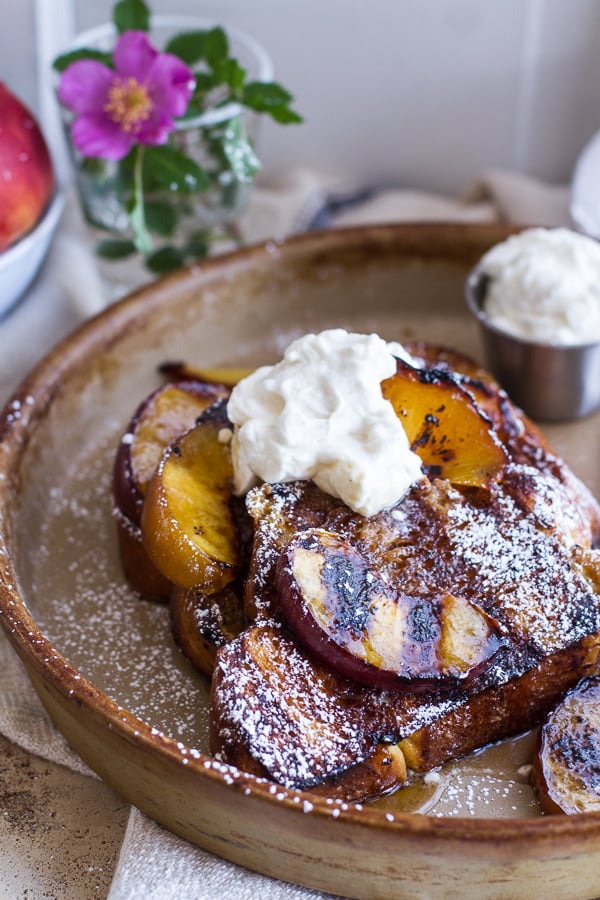 Brown Sugar Peaches and Cream Grilled French Toast