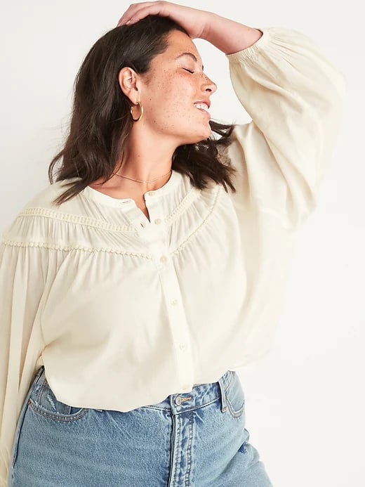 Old Navy Oversized Crochet Pom-Pom Dolman-Sleeve Blouse