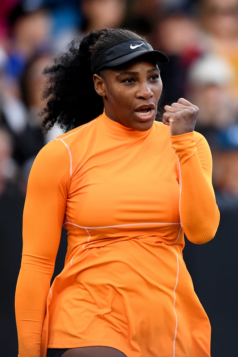 Serena Williams Wearing Orange Long Sleeves at the Auckland Open in 2020