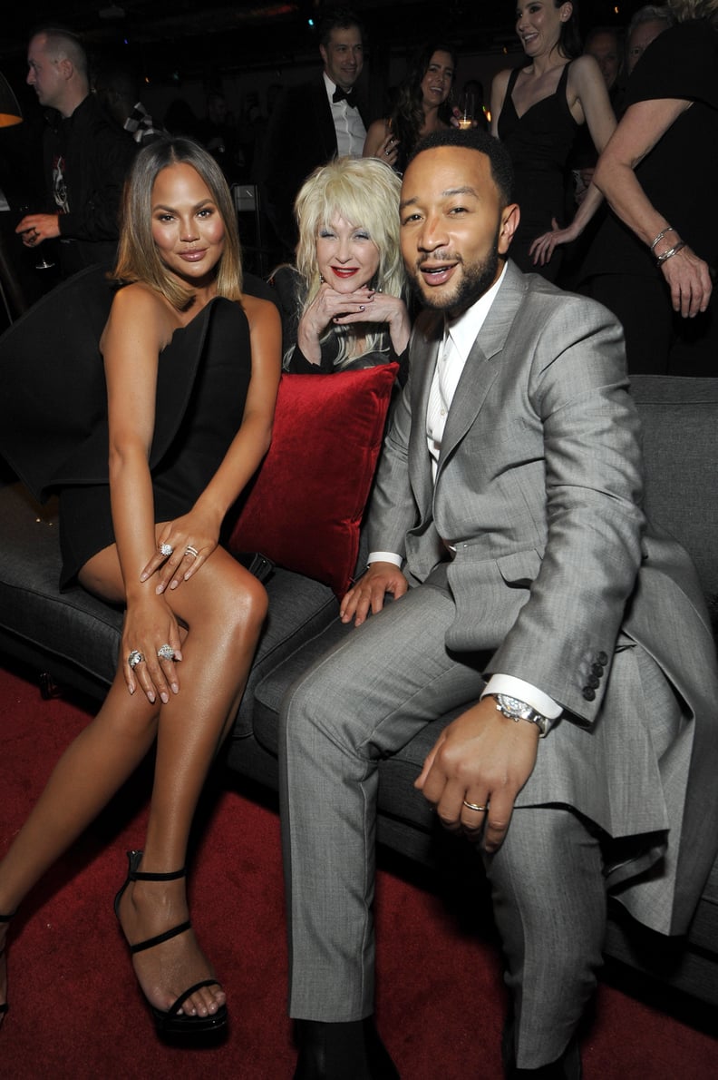 Chrissy Teigen, Cyndi Lauper, and John Legend at the 2020 Sony Music Grammys Afterparty