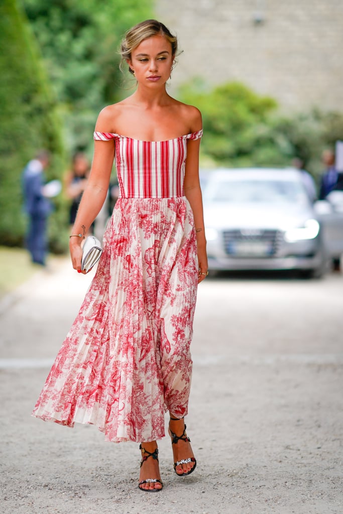 Mix prints with a striped bustier and floral skirt for a patterned look that will have all eyes on you.