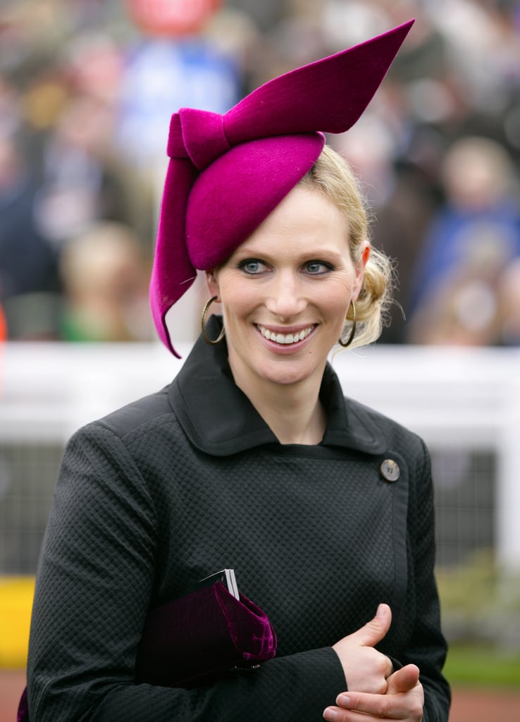 Aside from the unique shape (is that a bow tie we spy?), the fuchsia color is also very becoming on Zara Phillips.