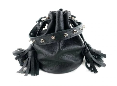 Love, Cortnie Queendom Studded Leather Mini Bucket Bag