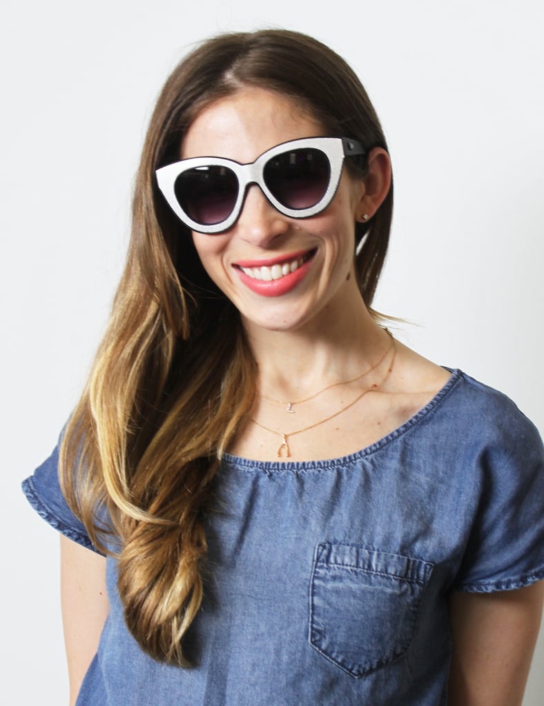 There's absolutely nothing subtle about these black-and-white Nasty Gal frames (similar style: Nasty Gal CRAP Eyewear Diamond Brunch Shades, $62). A nude lip would be too demure, but a hot pink or bold red might feel too over the top. Meet in the middle with a matte coral like Givenchy Le Rouge in Croisière Coral (similar style: Givenchy Le Rouge in Corail Décolleté, $36).