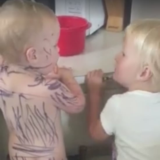 Little Girl Turns Her Sister Into a Zebra With Marker