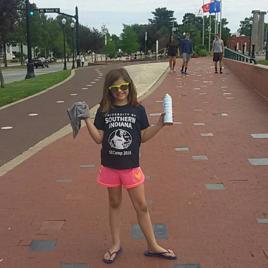 Little Girl Cleans Veterans' Memorial Before Memorial Day
