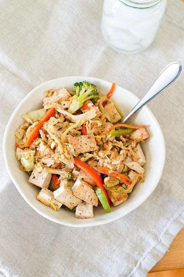 Tofu Veggie Cabbage Noodles