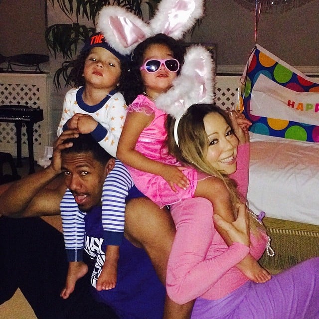 Mariah Carey and Nick Cannon took an adorable Easter-themed photo with their children, Moroccan and Monroe, on Sunday. 
Source: Instagram user mariahcarey