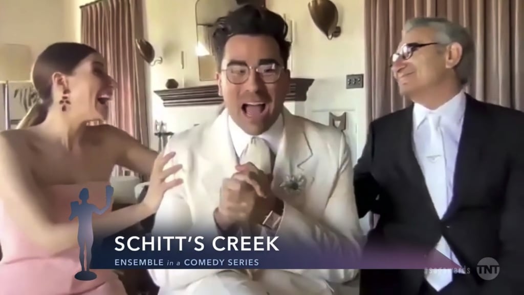 Dan Levy in The Row Cream Suit at 2021 SAG Awards