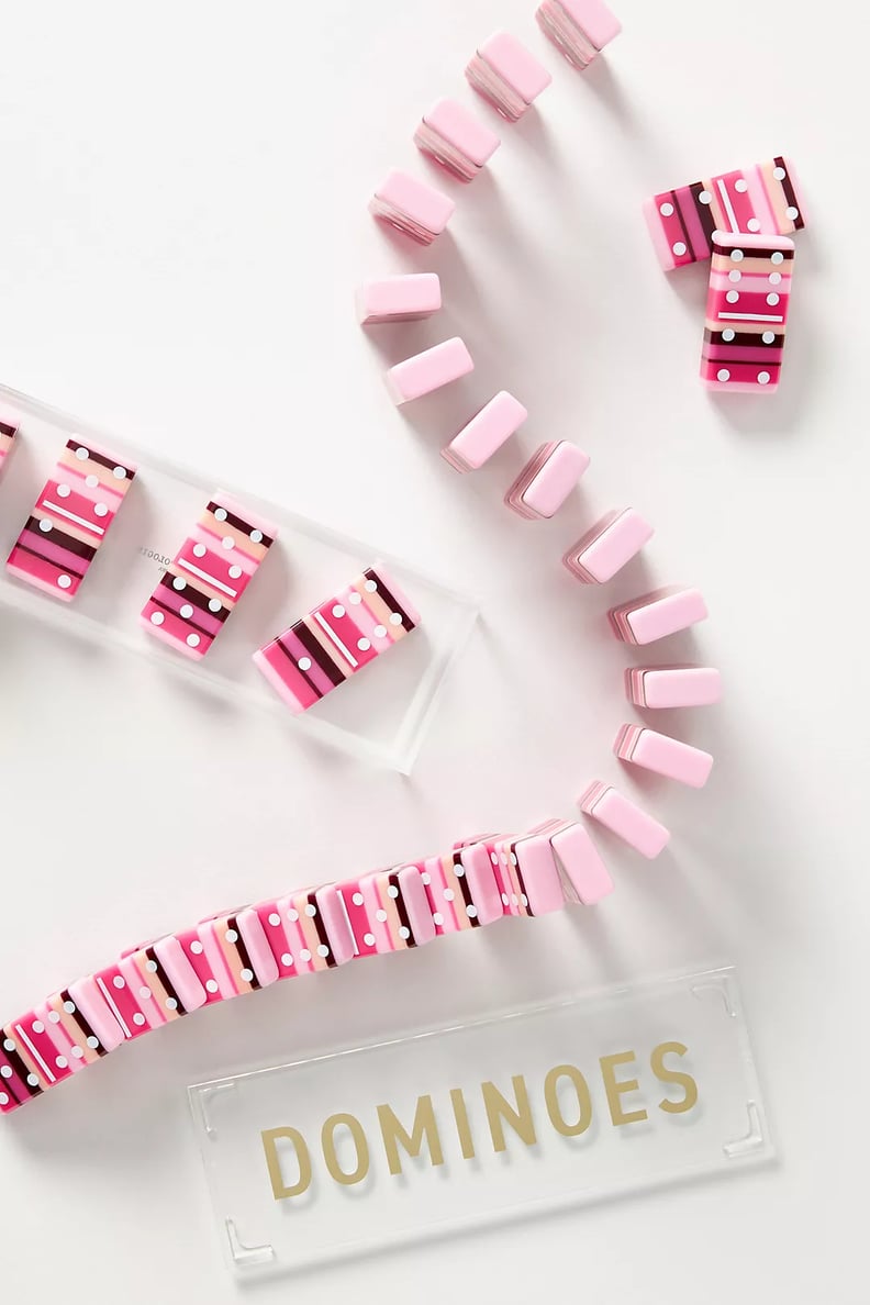 Pink Dominoes: Rose Twist Acrylic Dominoes Set