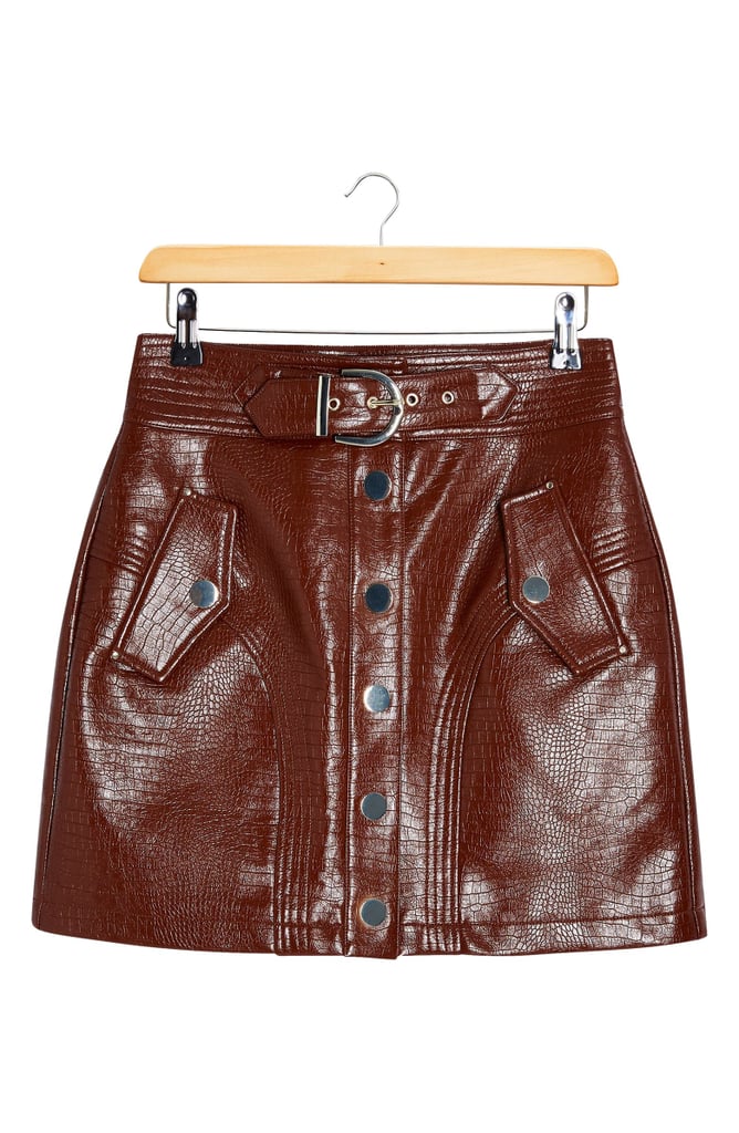 Topshop Belted Crocodile Miniskirt