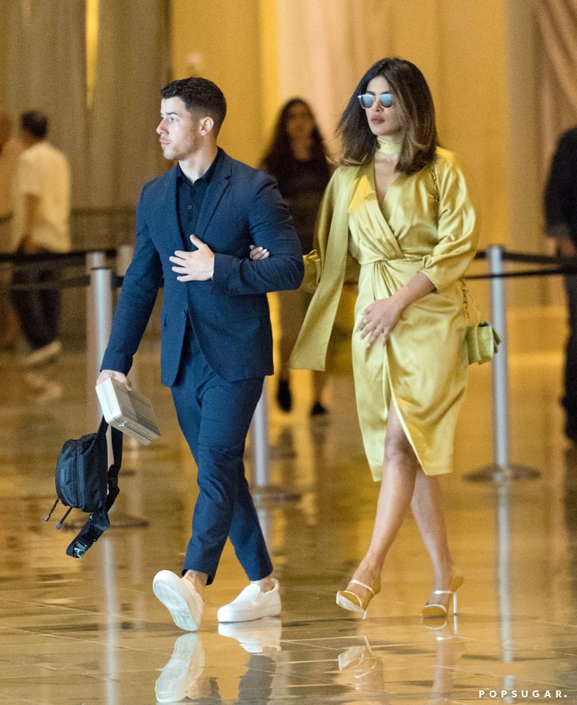 Priyanka Chopra Gold Dress in Atlantic City With Nick Jonas