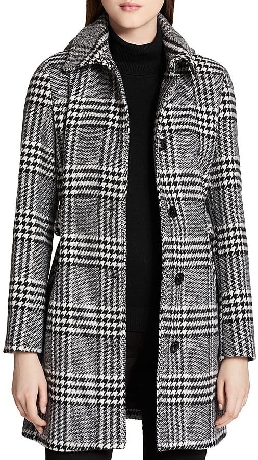 Calvin Klein Belted Plaid Coat