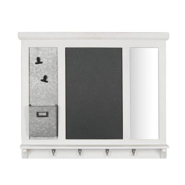 Home Decorators Collection White Wood Multi-Function Wall Organizer with Hooks