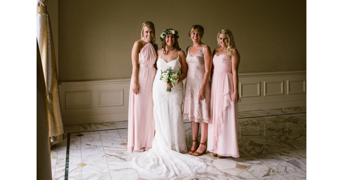 All Of These Bridesmaids Wore Different Light Pink Dresses