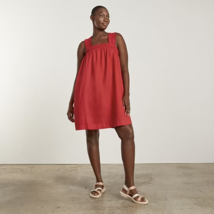 Everlane Smocked Linen Dress Memorial Day Sales Clothing 2022