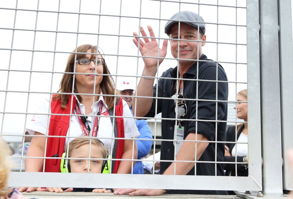 Brad Pitt and Knox at British Grand Prix 2015 Pictures