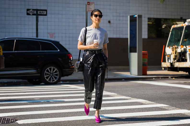 T-Shirt + Leather Pants