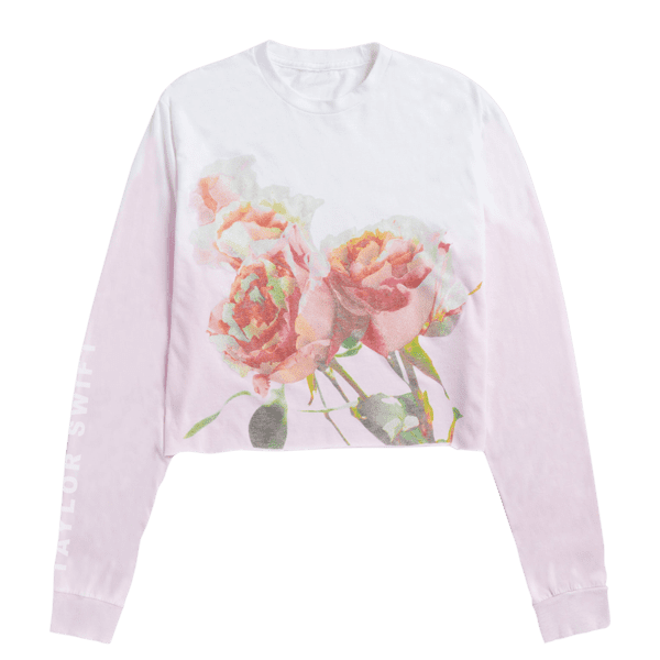 Taylor Swift Pink Colour Fade Long Sleeve Crop Tee