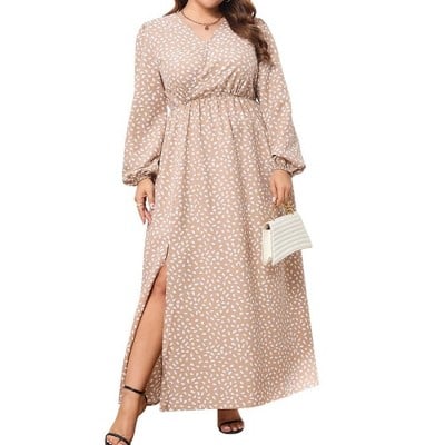 Missky Plus Size Wrap Split Dress