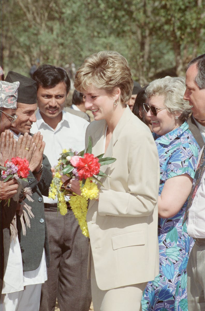 Princess Diana Wearing a Tan Blazer in Nepal, 1993