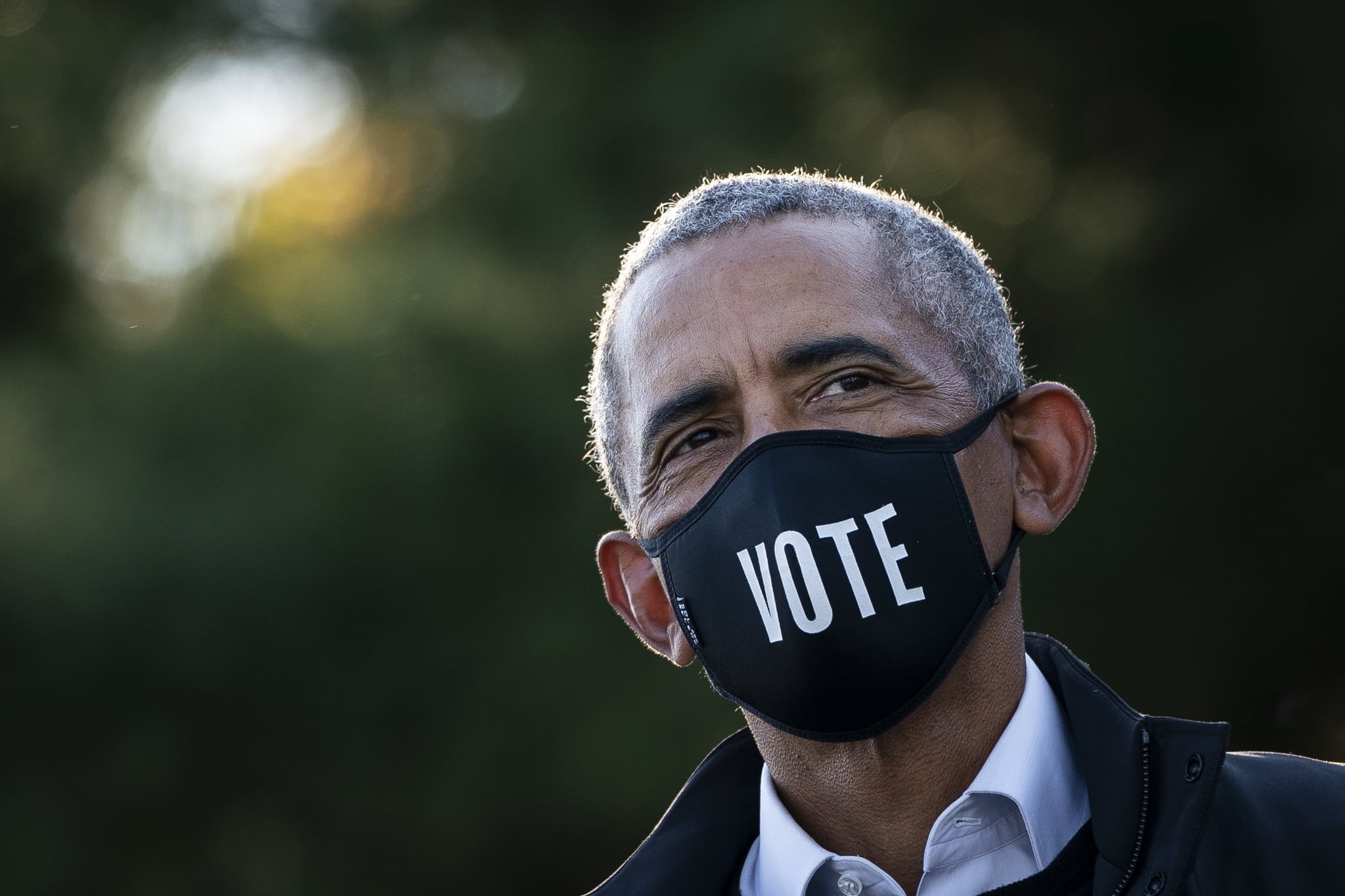 BLOOMFIELD HILLS, MI - OCTOBER 31: Former President Barack Obama attends a canvass kickoff event for Democratic presidential nominee Joe Biden at Birmingham Unitarian Church on October 31, 2020 in Bloomfield Hills, Michigan. Biden is campaigning with Obama on Saturday in Michigan, a battleground state that President Donald Trump narrowly won in 2016. (Photo by Drew Angerer/Getty Images)