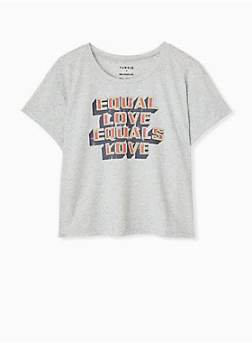 Torrid Celebrate Love Equal Love Grey Confetti Crop Crew Tee