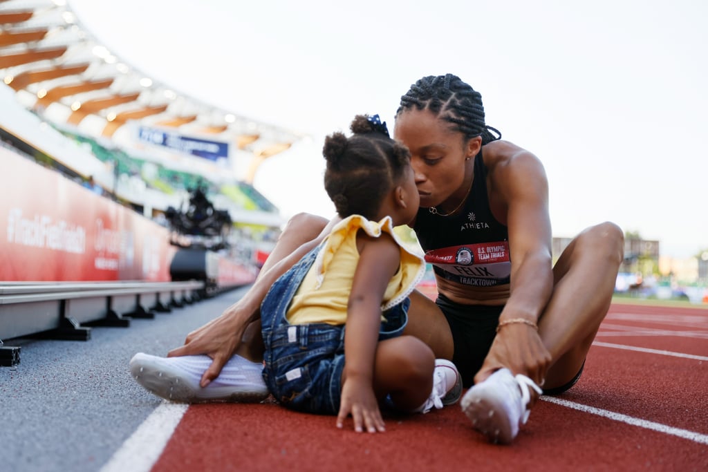 Allyson Felix Celebrates Qualifying For Olympics With Camryn