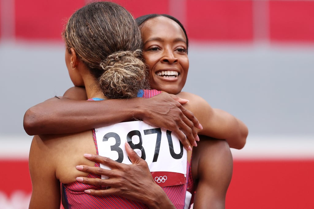 Sydney McLaughlin and Dalilah Muhammad Hug After the 400m Hurdles Race at the 2021 Olympics