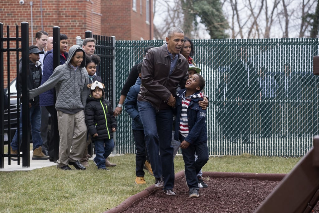 Barack Obama at Playground With Kids January 2017