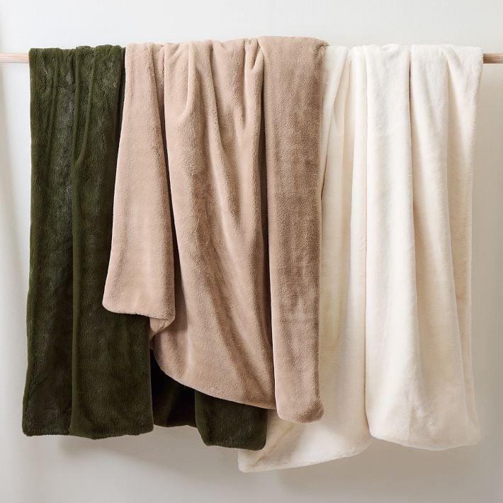 West Elm Faux Fur Plush Throw