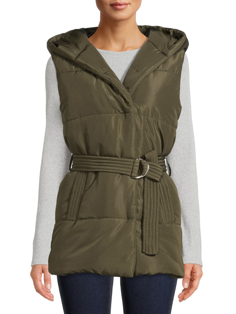 Jason Maxwell Women's Belted Puffer Vest With Hood