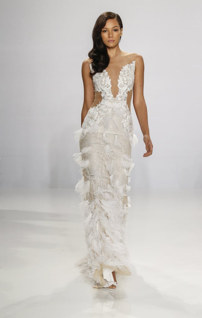 Feather illusion gown.