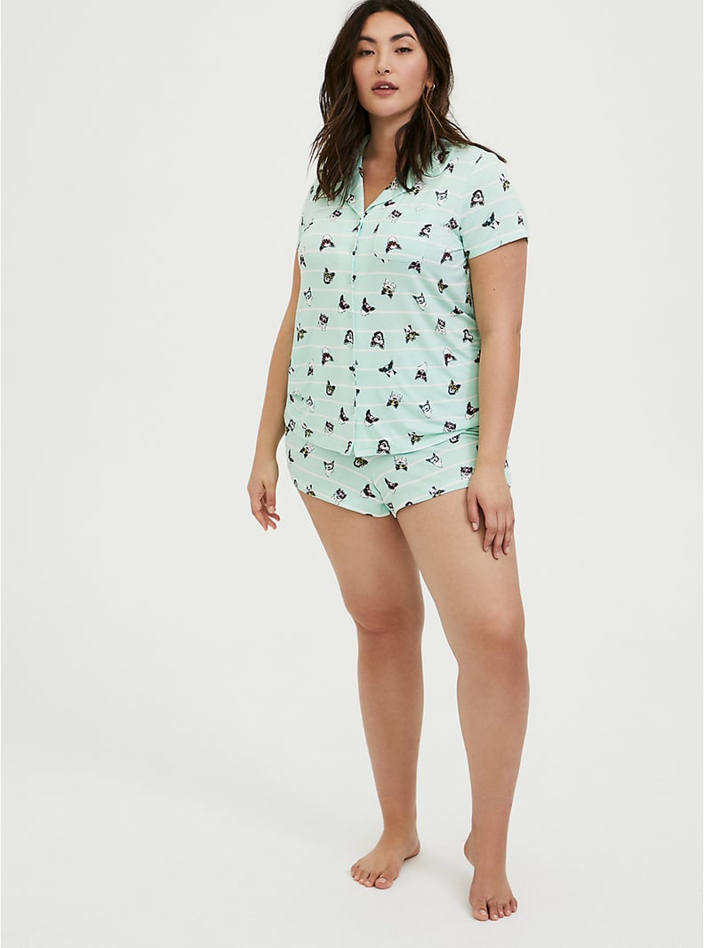 Torrid Mint Green Jersey Stripe & Dogs Sleep Short