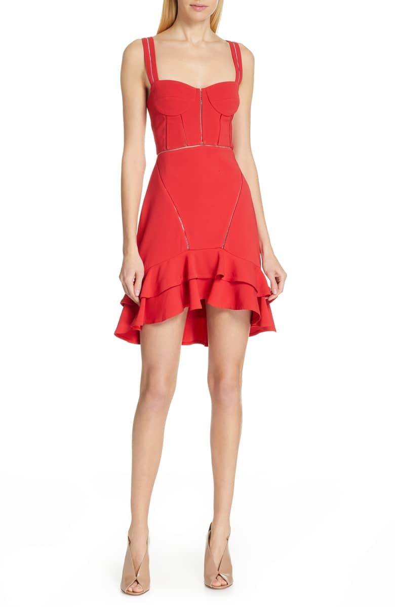 Jonathan Simkhai Sheer Trim Ruffled Crepe Minidress