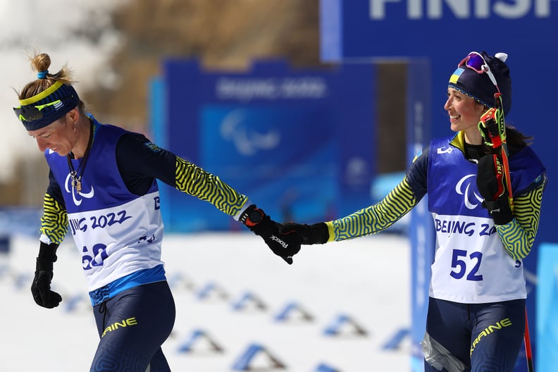 Oleksandra Kononova and Iryna Bui After Para-Biathlon Standing Middle Distance Race