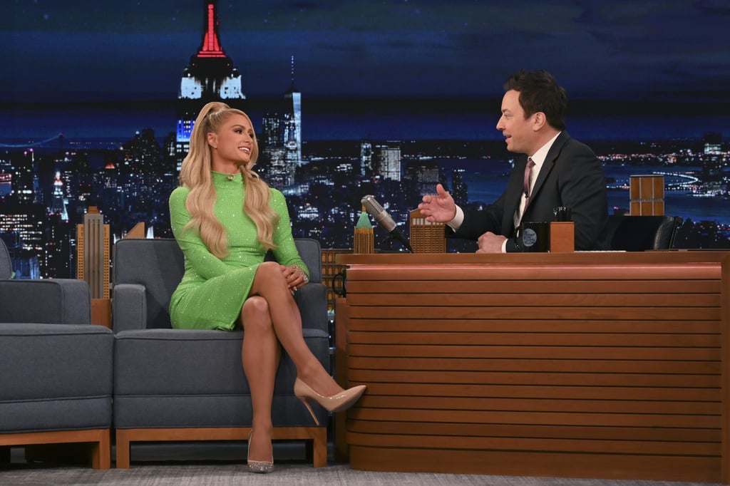 Paris Hilton During an Interview with Host Jimmy Fallon