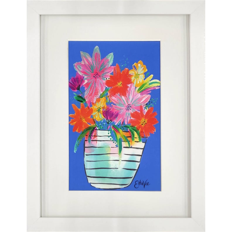 Stunning Florals: EttaVee Vibrant Flower Pot Framed Under Glass Wall Art -  10" x 13"